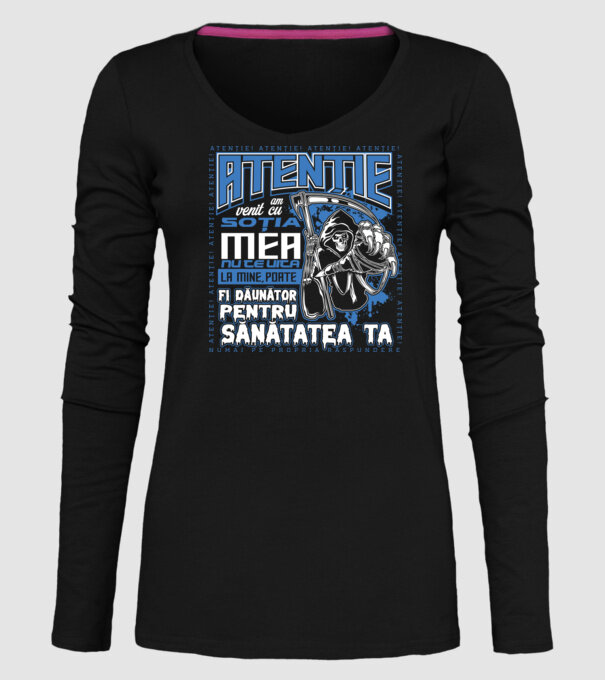 Atenție Am venit cu soția mea model negru pe tricou