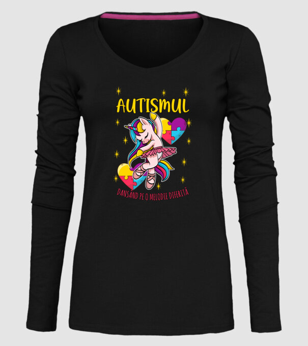 Autismul, dansând pe o melodie diferită model negru pe tricou