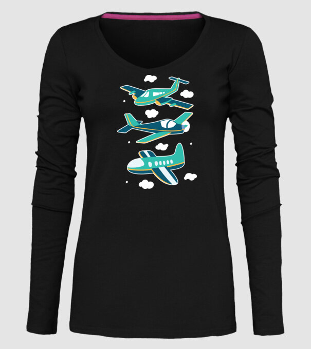 Avioane model negru pe tricou