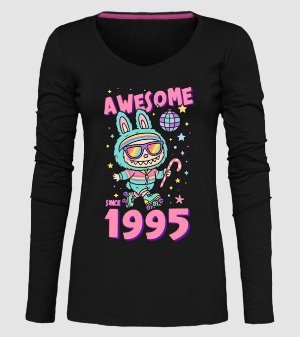 Awesome since 1995 - Labubu model negru pe tricou