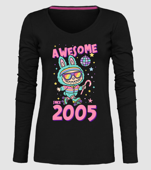 Awesome since 2005 - Labubu model negru pe tricou