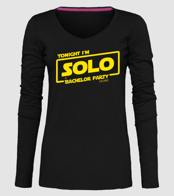 Bachelor Party Solo model negru pe tricou