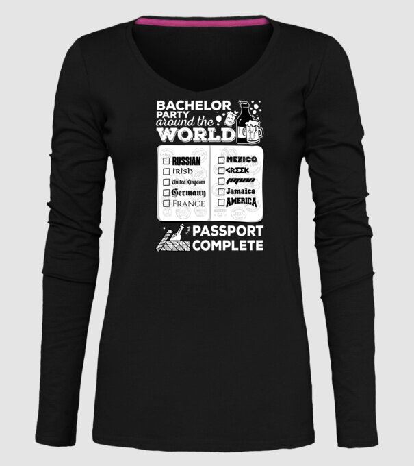 Bachelor Party World tour model negru pe tricou