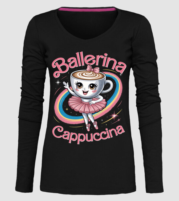 Ballerina Cappuccina model negru pe tricou