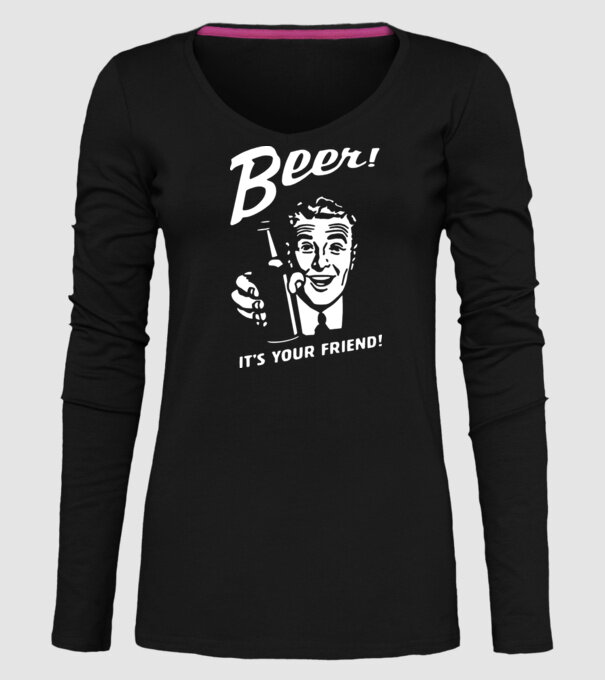 beer is your friend model negru pe tricou