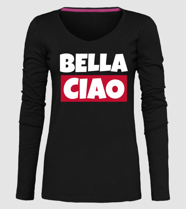 bella ciao logo model negru pe tricou