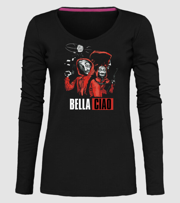 bella ciao money heist model negru pe tricou