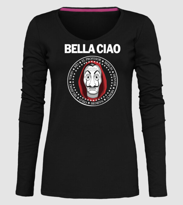 bella ciao stroke white model negru pe tricou