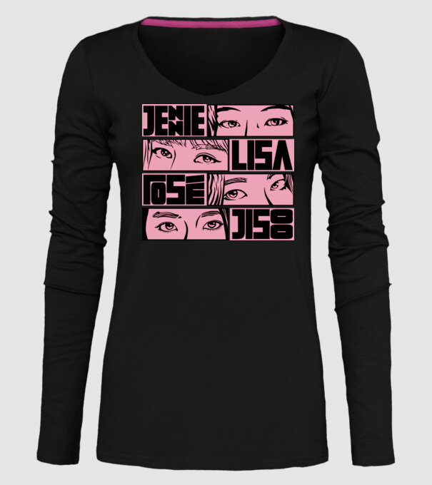 BlackPink manga model negru pe tricou
