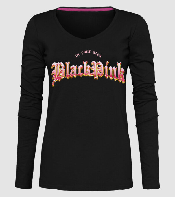 BLACPINK in your area model negru pe tricou