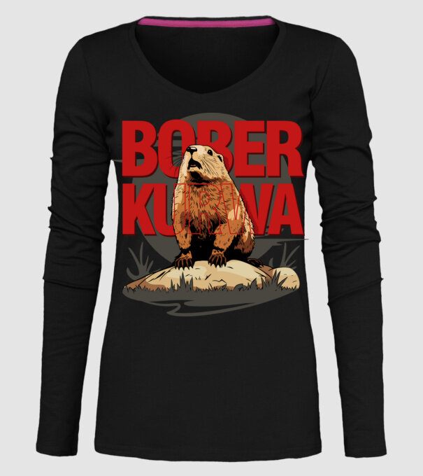 BOBER model negru pe tricou