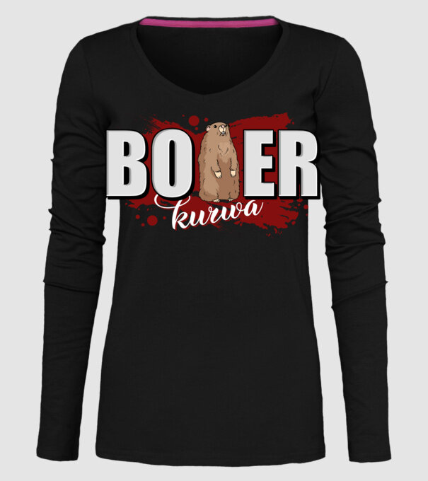 Bober Kurwa model negru pe tricou