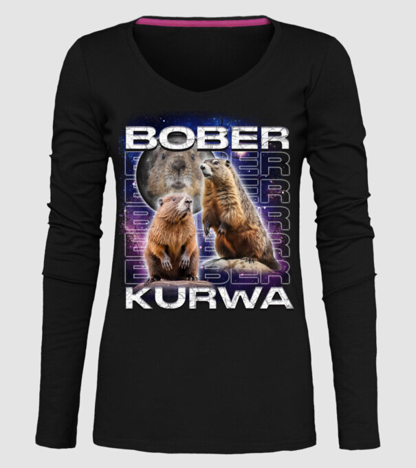 Bóber Kurwa universe model negru pe tricou