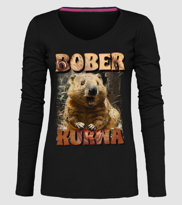 BOBER wombat model negru pe tricou
