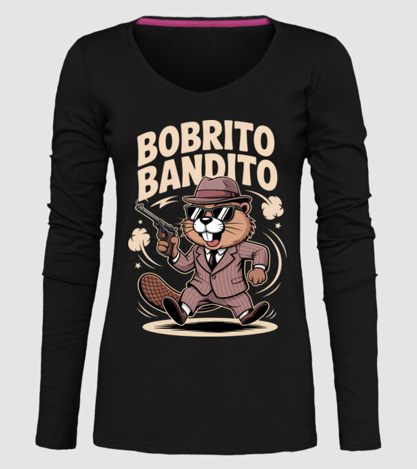Bobrito Bandito model negru pe tricou