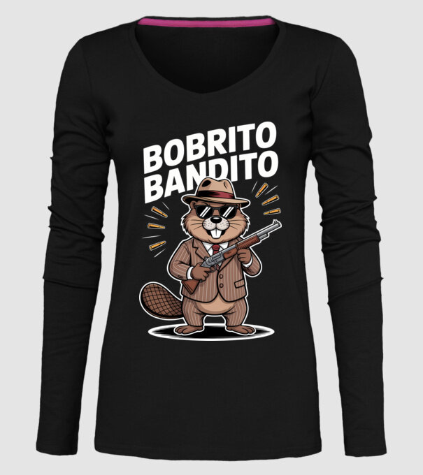 Bobrito Bandito model negru pe tricou