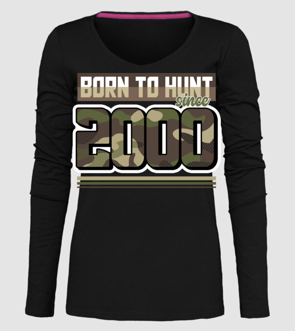 Born to hunt since 2000 model negru pe tricou