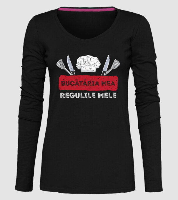 Bucătăria mea, regulile mele model negru pe tricou
