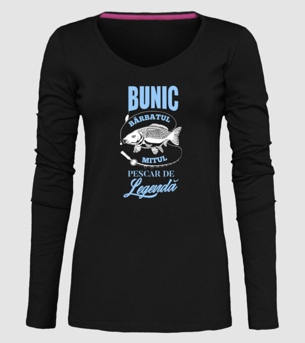 Bunic - bărbatul, mitul, pescar de legendă model negru pe tricou
