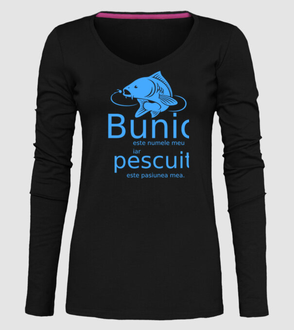 Bunic este numele meu, iar pescuitul este pasiunea mea model negru pe tricou