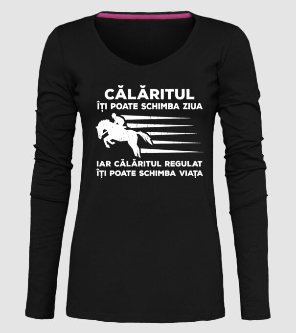 călăritul îți poate schimba ziua, iar călăritul regulat îți poate schimba viața model negru pe tricou