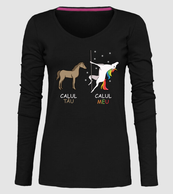 calul tău - calul meu model negru pe tricou