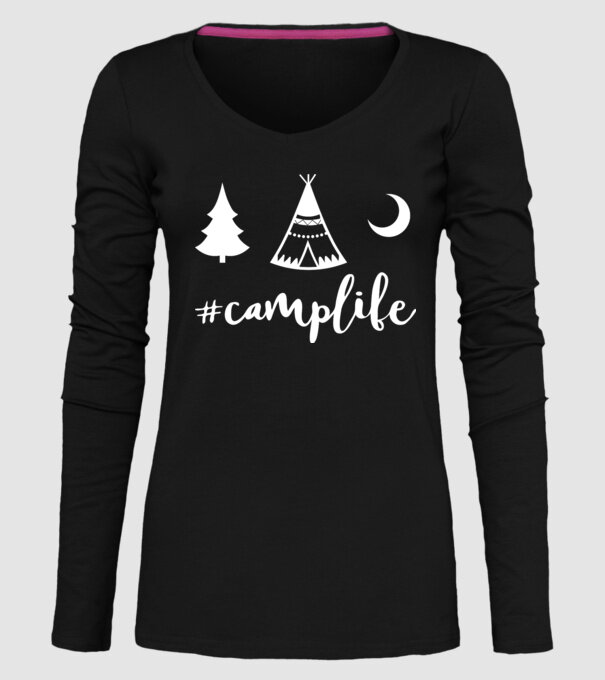 camplife model negru pe tricou