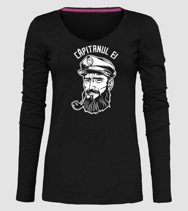 Căpitanul ei model negru pe tricou