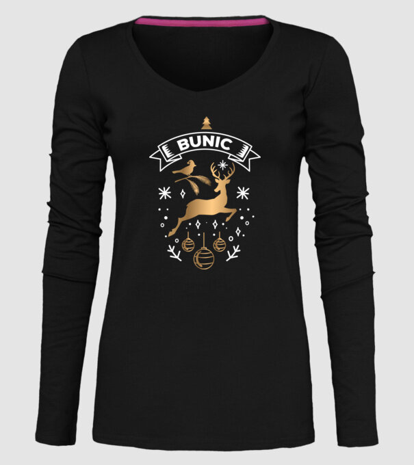 bunic christmas model negru pe tricou