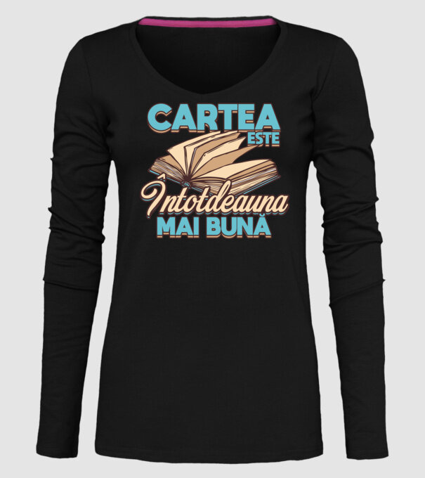 Cartea este ÎNTOTDEAUNA mai bună D7556260-01 model negru pe tricou