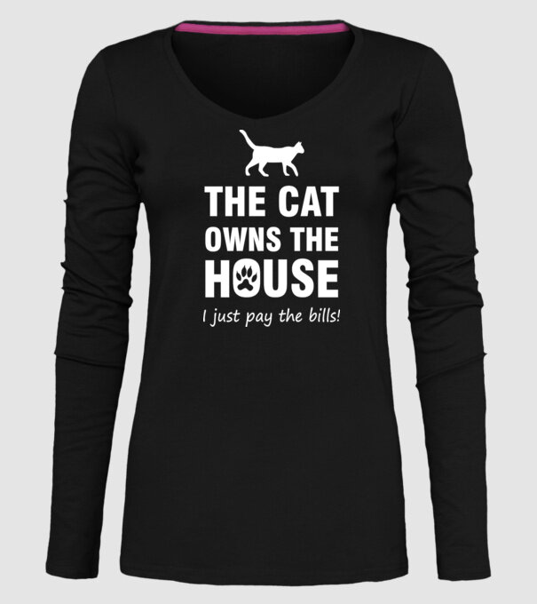 cat own model negru pe tricou