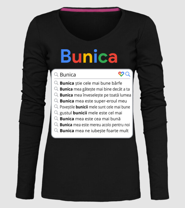 căutare Google Bunica model negru pe tricou