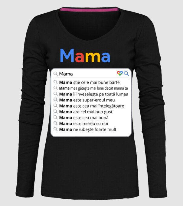 căutare Google Mama model negru pe tricou