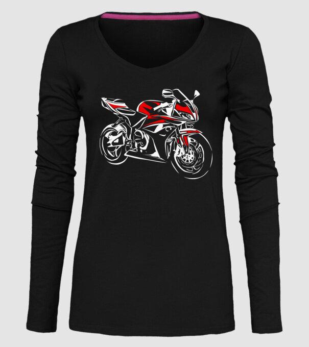CBR600rr model negru pe tricou