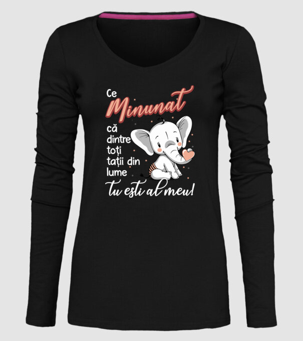 Ce minunat că dintre toți tații din lume, tu ești al meu! model negru pe tricou