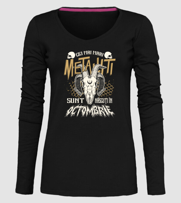 Cei mai mari metaliști sunt născuți în octombrie. model negru pe tricou