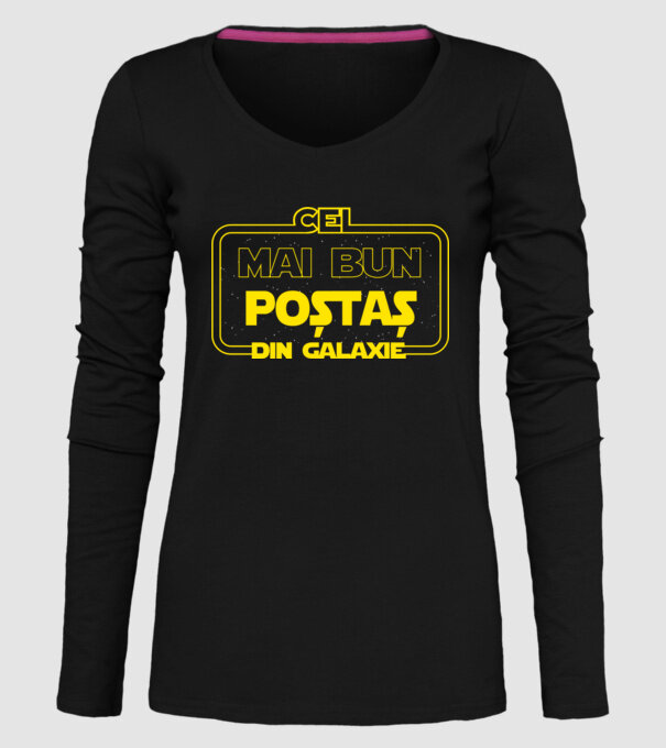 Cel mai bun poștaș din galaxie model negru pe tricou