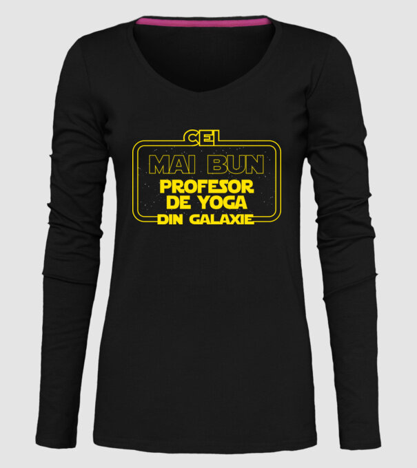 cel mai bun profesor de yoga din galaxie model negru pe tricou