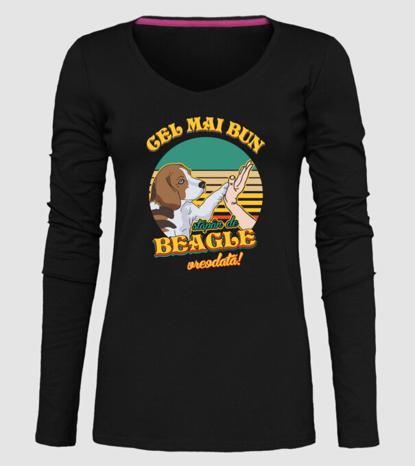 Cel mai bun stăpân de beagle vreodată! model negru pe tricou
