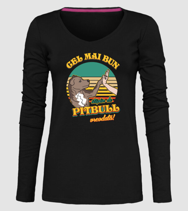 Cel mai bun stăpân de pitbull vreodată! model negru pe tricou