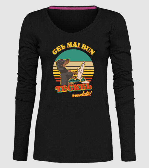 Cel mai bun stăpân de teckel vreodată! model negru pe tricou