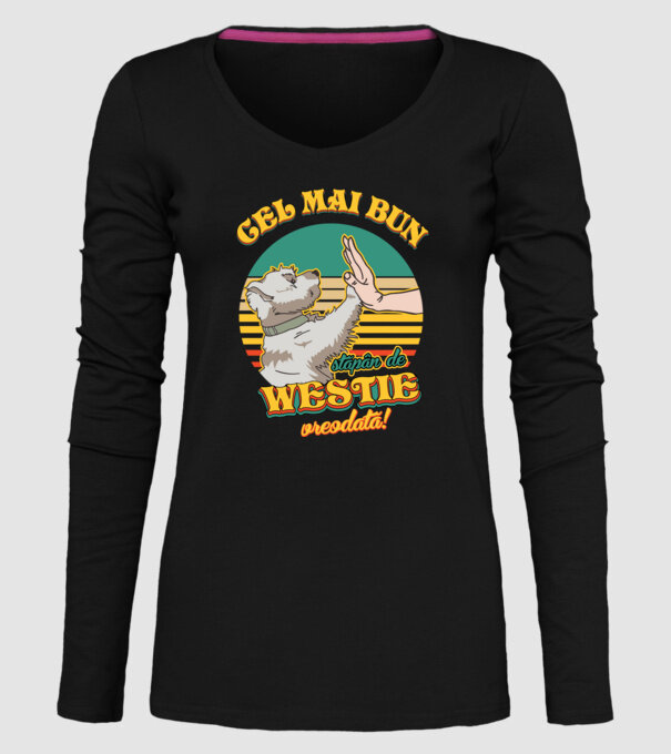 Cel mai bun stăpân de westie vreodată! model negru pe tricou