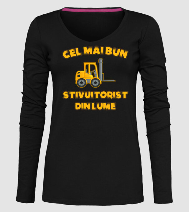 Cel mai bun Stivuitorist din lume model negru pe tricou