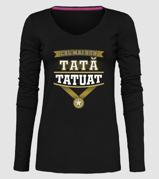 Cel mai bun tată tatuat model negru pe tricou