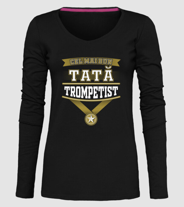 Cel mai bun tată trompetist model negru pe tricou