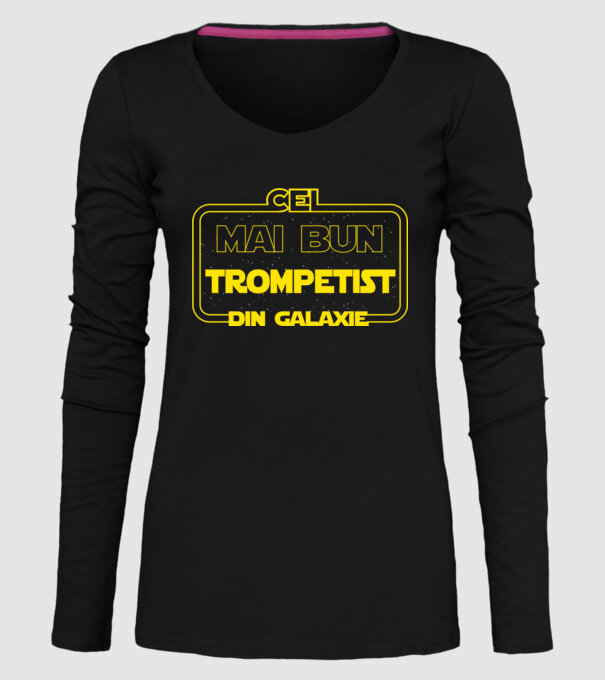 Cel mai bun trompetist din galaxie model negru pe tricou