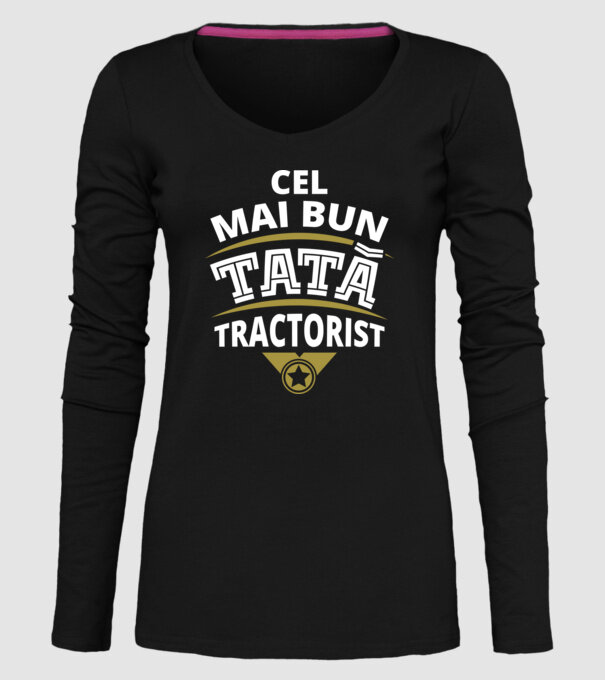 Cel mai bun tată tractorist model negru pe tricou