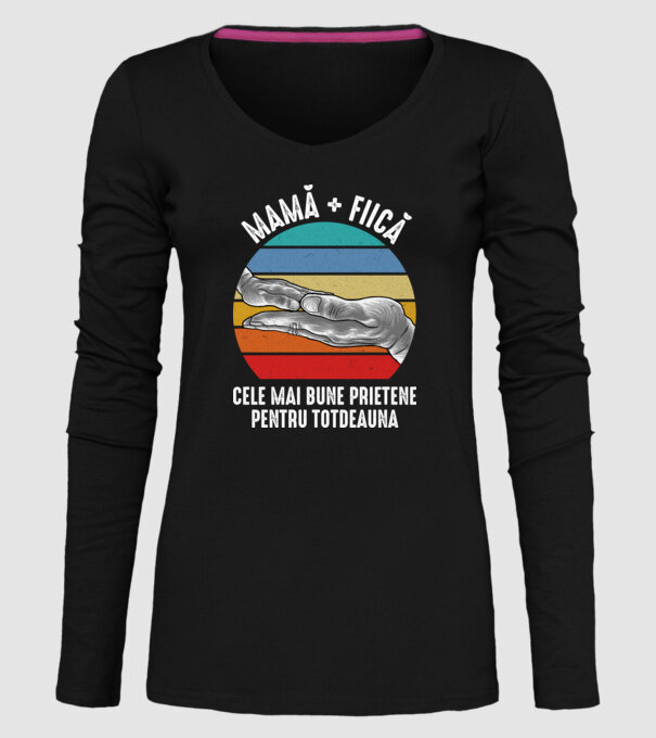 MAMĂ + FIICĂ- Cele mai bune prietene pentru totdeauna model negru pe tricou