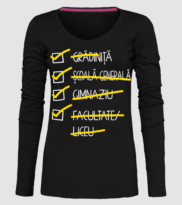 Cheklist educație - Facultate negru model negru pe tricou