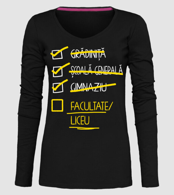 Cheklist educație - Gimnaziu negru model negru pe tricou